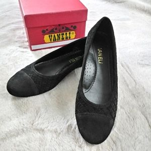 Vaneli Black Suede Shera Flat Womens 6